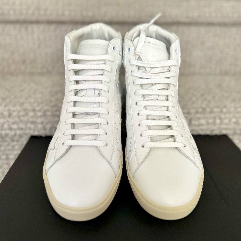 SAINT LAURENT Leather High Top Sneakers - Picture 4 of 14